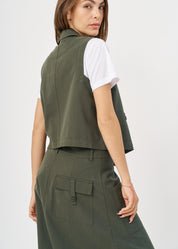 וסט סיומת אסימטרית ירוק כהה