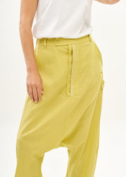 מכנסיים שקי פשתן כפתרה ארוכה צהוב