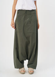 מכנסיים דמוי חצאית כיסים מרובעים חום