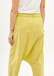 מכנסיים שקי פשתן כפתרה ארוכה צהוב