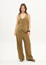 Classic brown linen vest