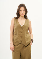 Classic brown linen vest