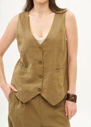 Classic brown linen vest