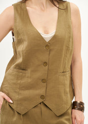 Classic brown linen vest
