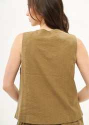 Classic brown linen vest