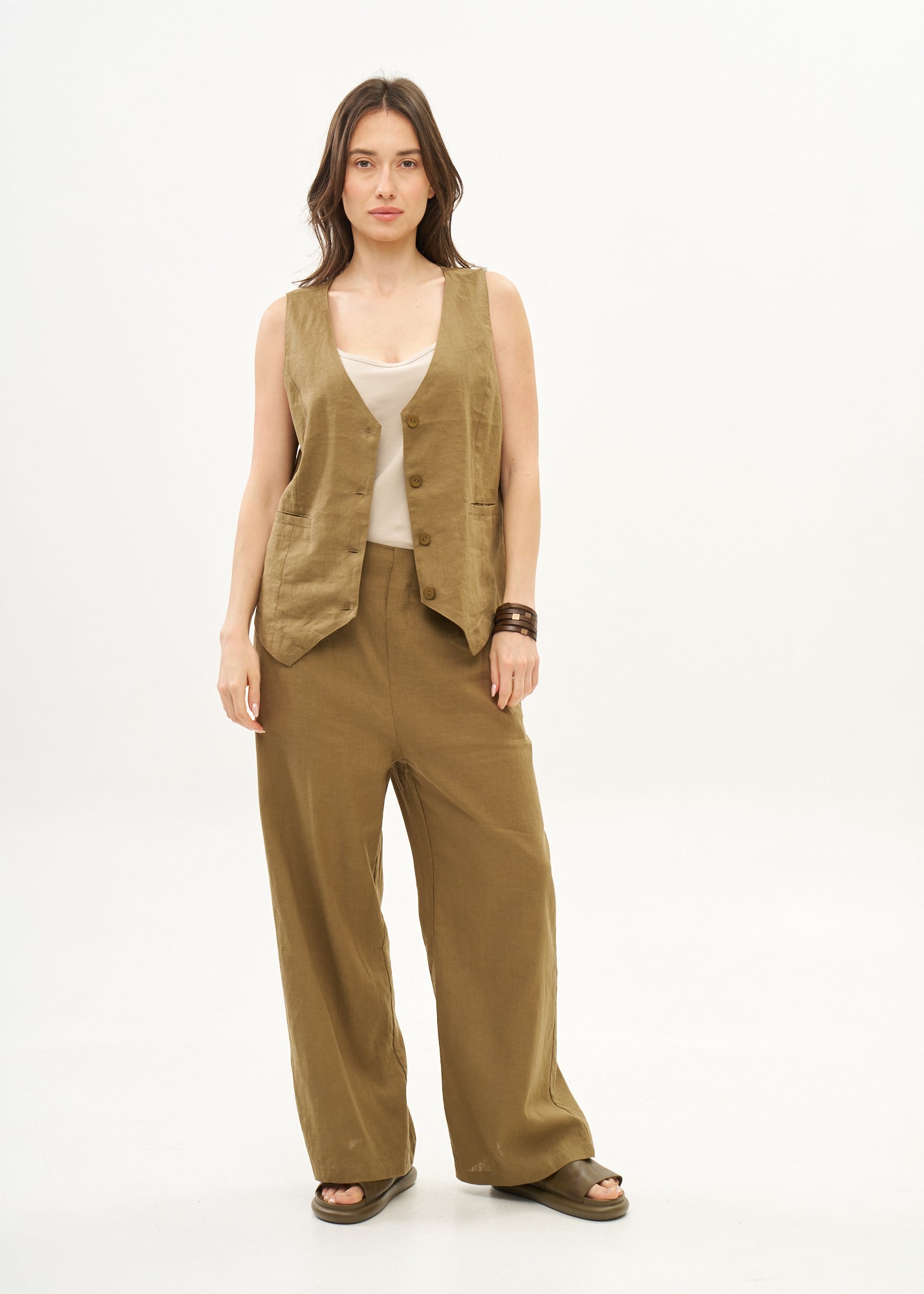 Classic brown linen vest