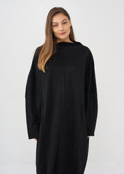 שמלה שרוול תפרים מאונכים שחור