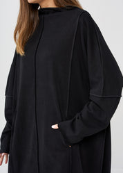 שמלה שרוול תפרים מאונכים שחור