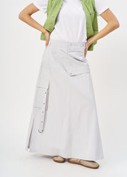 Light gray kangaroo skirt with cargo pockets