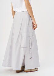 Light gray kangaroo skirt with cargo pockets
