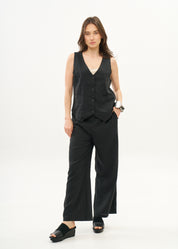 Classic black linen vest