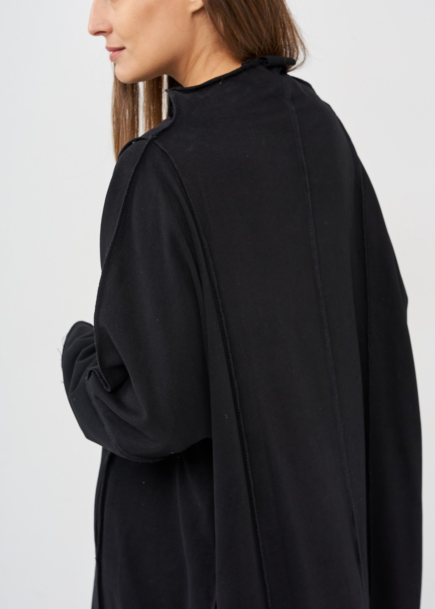 שמלה שרוול תפרים מאונכים שחור