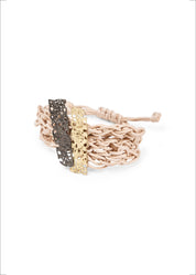 Beige handmade braided cord bracelet