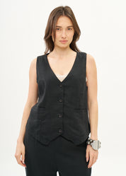 Classic black linen vest