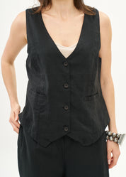 Classic black linen vest