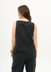 Classic black linen vest