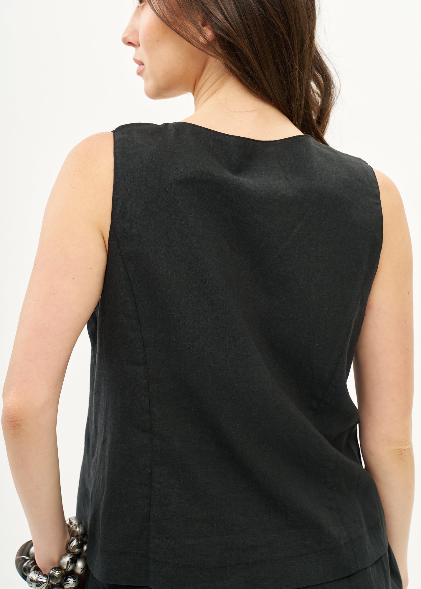 Classic black linen vest