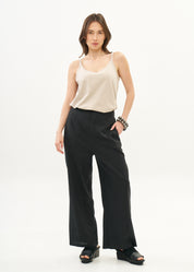 Classic linen pants black