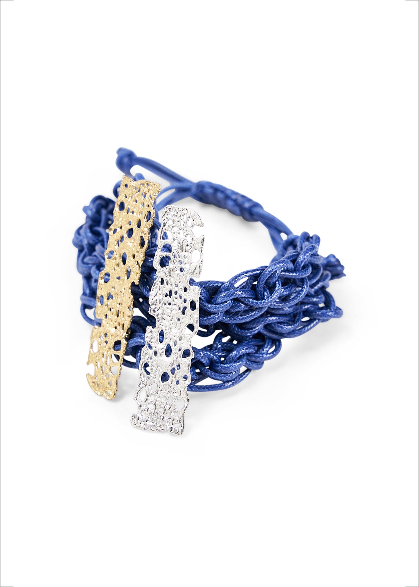 Blue handmade braided thread bracelet