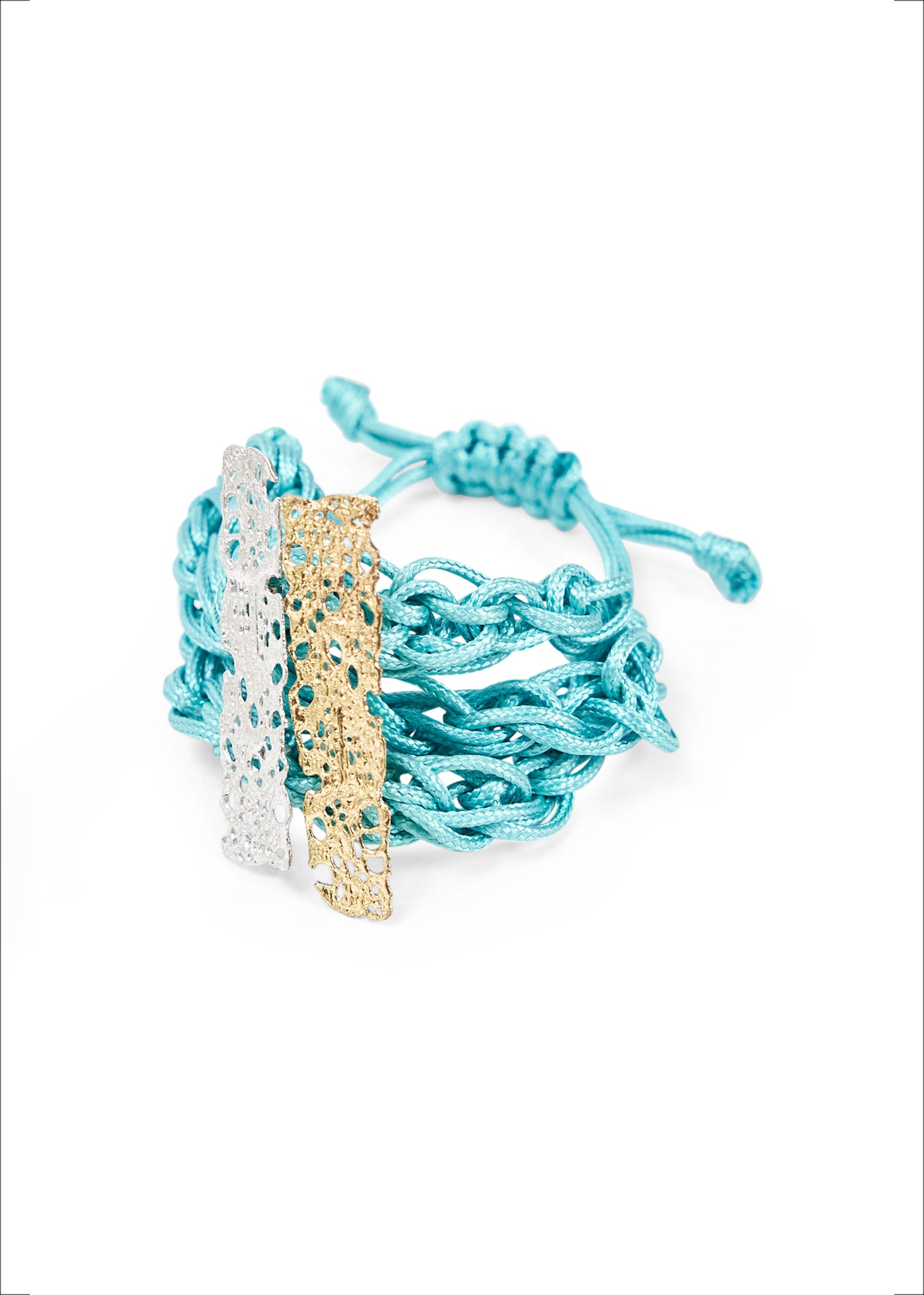 Turquoise handmade braided thread bracelet