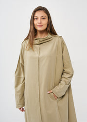 Green vertical stitching sleeve dress