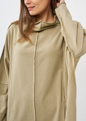 Green vertical stitching sleeve dress