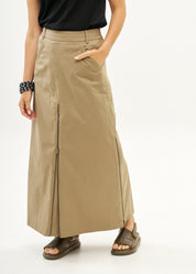 חצאית עם רוכסנים שילוב סרט חום