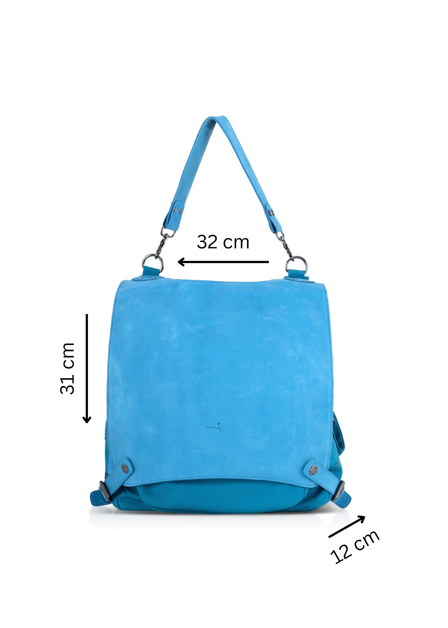 תיק  קנבס גב קלאפה עור כחול