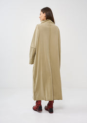 Green vertical stitching sleeve dress