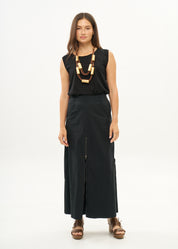 חצאית עם רוכסנים שילוב סרט שחור