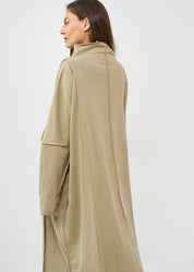 Green vertical stitching sleeve dress