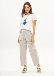 Light gray boy pants with front cargo pockets