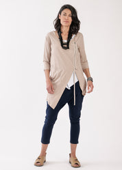 Top with side zip and double pocket beige