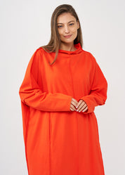 Orange vertical stitching sleeve dress