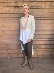 Stone wash long back sweatshirt with prominent stitching