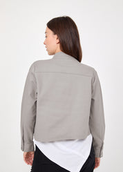 גקט אסימטרי רוכסן ארוך אפור בהיר