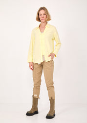 חולצה כפתרה כפולה שילוב ריב צהוב