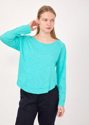 חולצה שרוול ארוך סיומת מעוגלת טורקיז