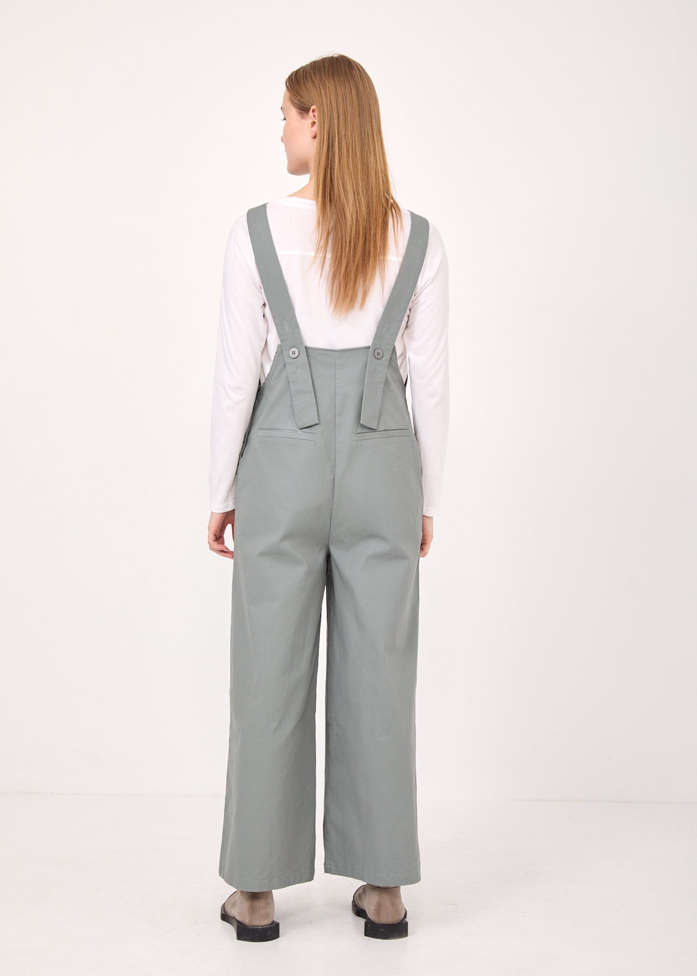 אוברול כפתורים רגל רחבה אפור