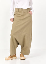 מכנסיים שקי דמוי חצאית שני כפתורים בז'