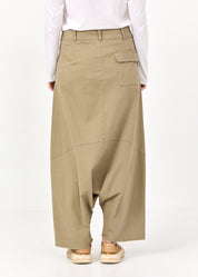 מכנסיים שקי דמוי חצאית שני כפתורים בז'