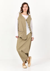 מכנסיים שקי דמוי חצאית שני כפתורים בז'