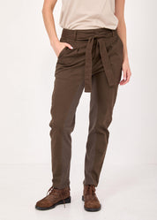 Rib and brown belt combination pants