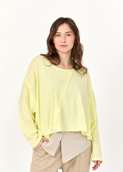 חולצה שרוול ארוך חתכים אלכסוניים צהוב