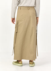 Front slit skirt and brown cargo pockets
