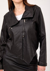 Faux leather jacket with black zippers