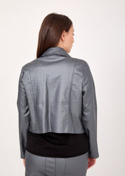 ג'קט דמוי עור רוכסנים כסף