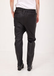 Black faux leather boy pants