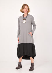 Long sleeve dress with black elastic hem