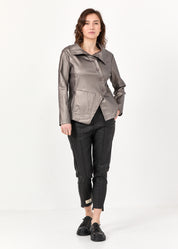 ג'קט דמוי עור רכיסה אלכסונית ורוד